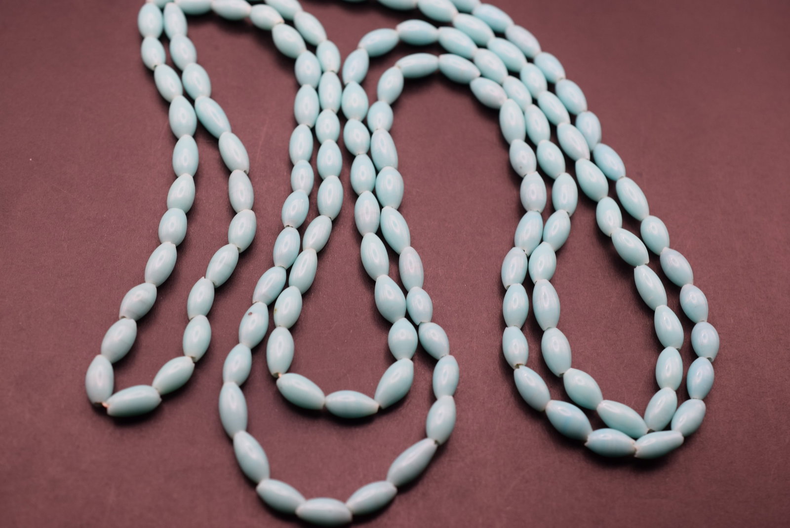 Turqouise Glass Vintage Necklace Lot 626: Turqouise Glass Vintage Necklace measures 56" Long