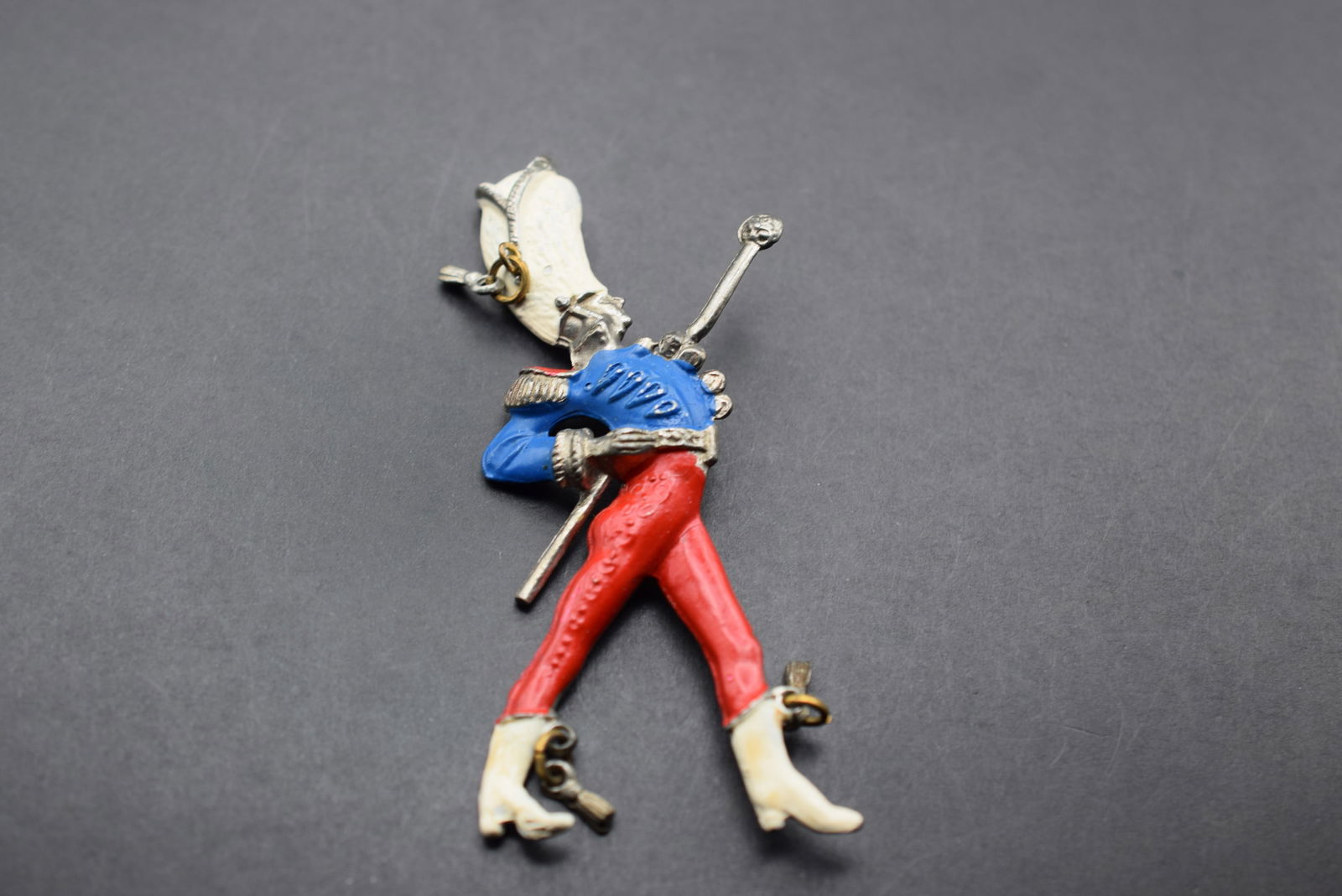 Marching Band 1940's Brooch Pin Vintage Lot 655: Marching Band 1940's Brooch Pin Vintage Outstanding Huge 3 1/2" x 2" with tassles on the cap and boots