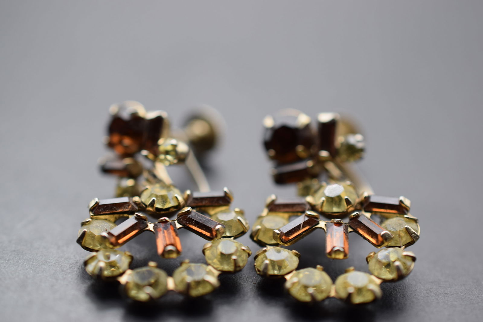 Sherman Rhinestone Vintage Screwback Earrings 1950's Signed Lot 779: Sherman Rhinestone Vintage Screwback Earrings 1950's Signed Sherman measures 1 1/4" x 3/4" signed Sherman on the backs