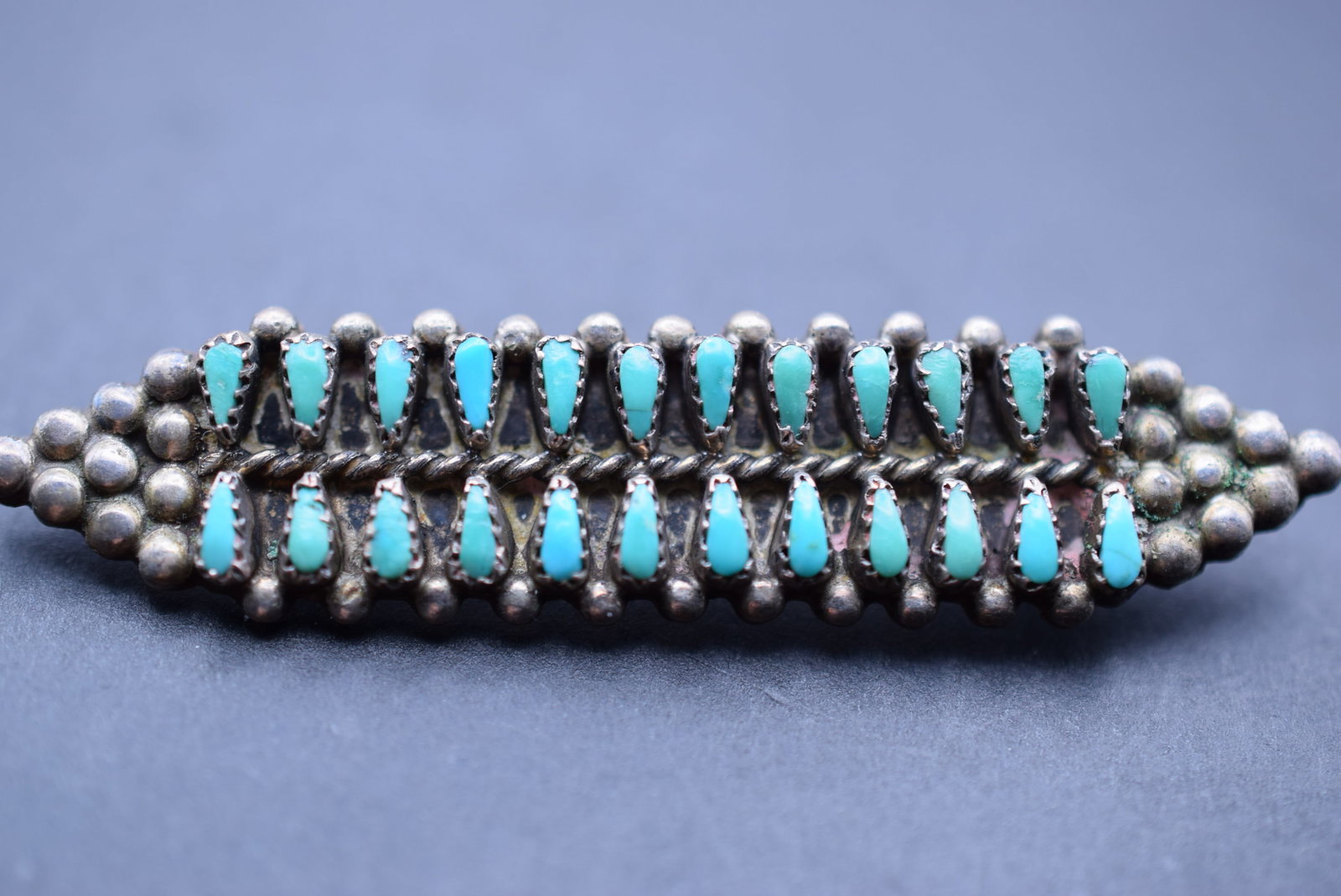 Old Pawn Zuni Petit Point Brooch Pin Turquoise Vintage Lot 852 (1 of 2)