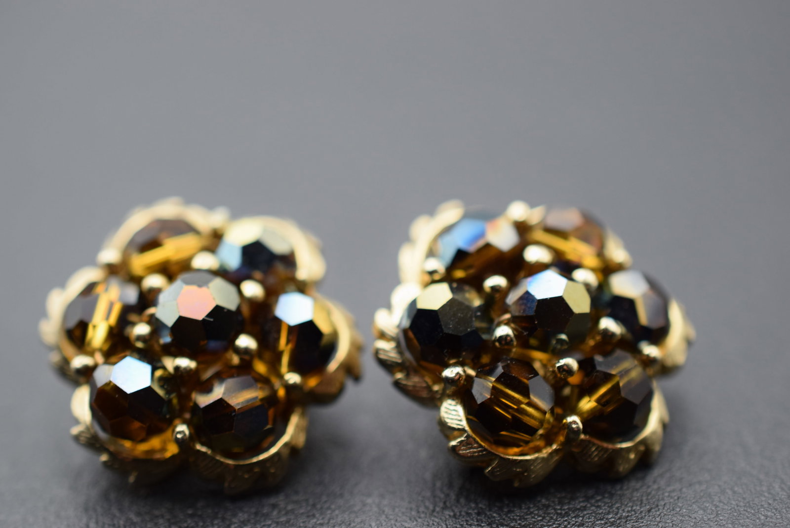 Sherman Signed Crystal Clip earrings 1940's Lot 961 (1 of 2)