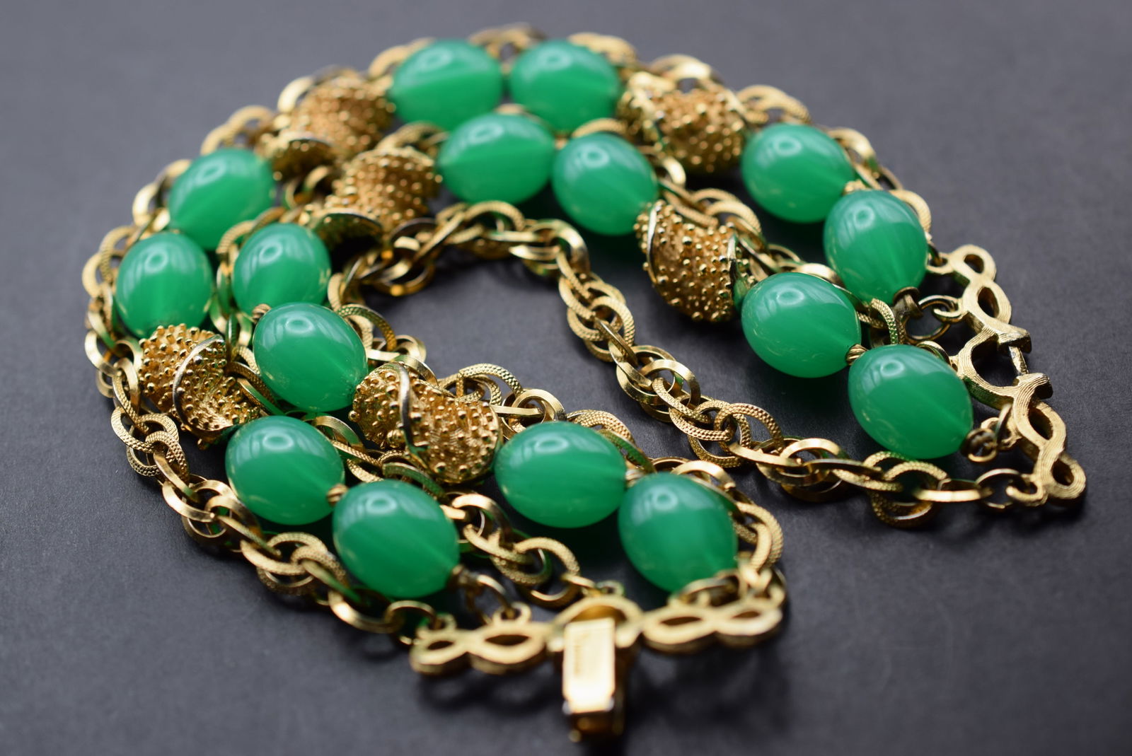 Rare Trifari 5 Strand Vintage Bracelet Glass 1950's Signed Lot 1035: Rare Trifari 5 Strand Vintage Bracelet Glass 1950's Signed measures 7 3/8" x 1 1/2" signed on the clasp Crown Trifari