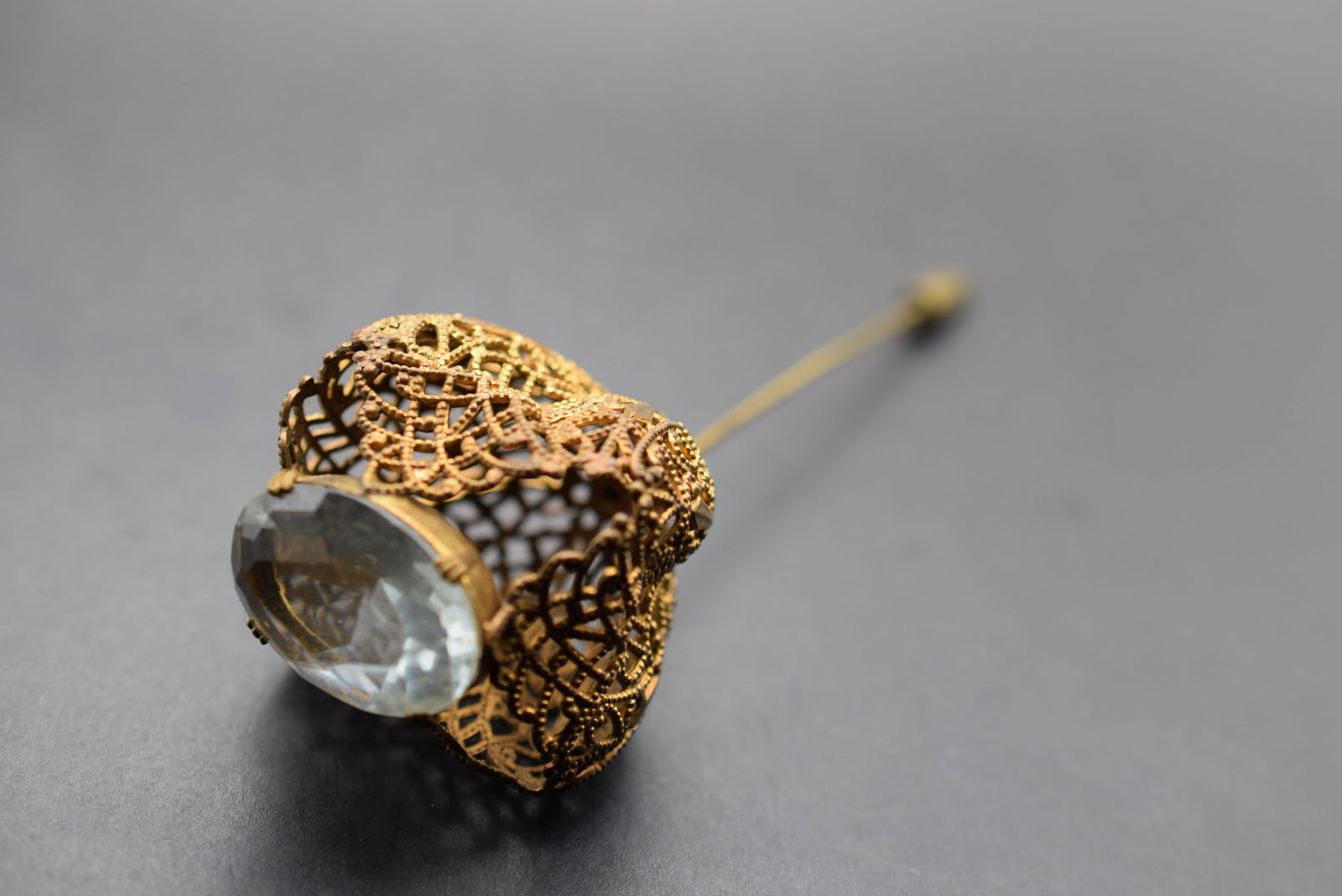 Victorian Hat Pin Vintage Old Filigree Huge Rhinestone Lot 1222 (1 of 5)