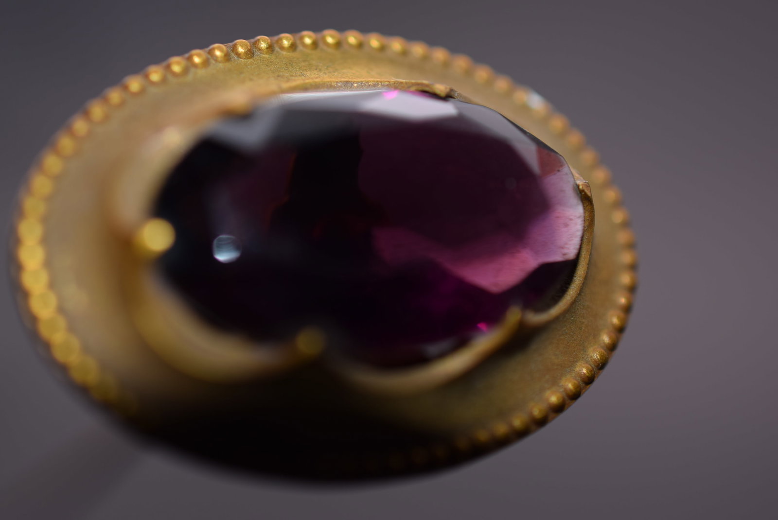 Victorian Hat Pin Vintage Old Amethyst Rhinestone Lot 1226: Victorian Hat Pin Vintage Old Amethyst Rhinestone top measures 1 1/" x 1" pin measures 10" long signed on the back PAT. Apl'd For