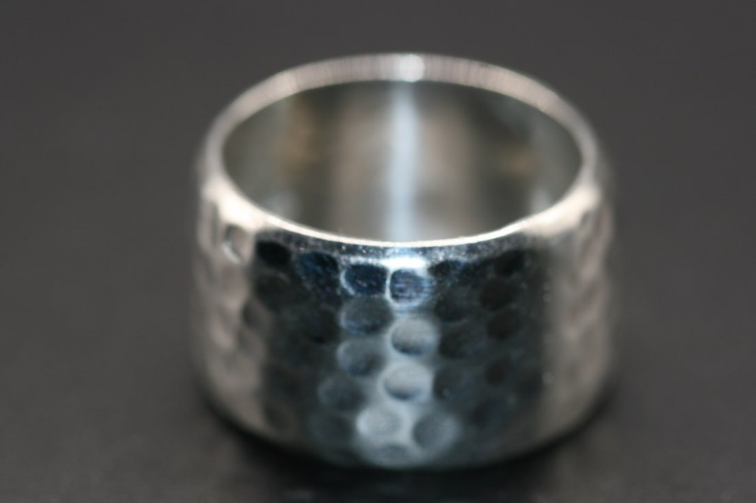 Hammered Sterling Silver Ring Wide Band Size 11.5 .lot#14 (1 of 5)