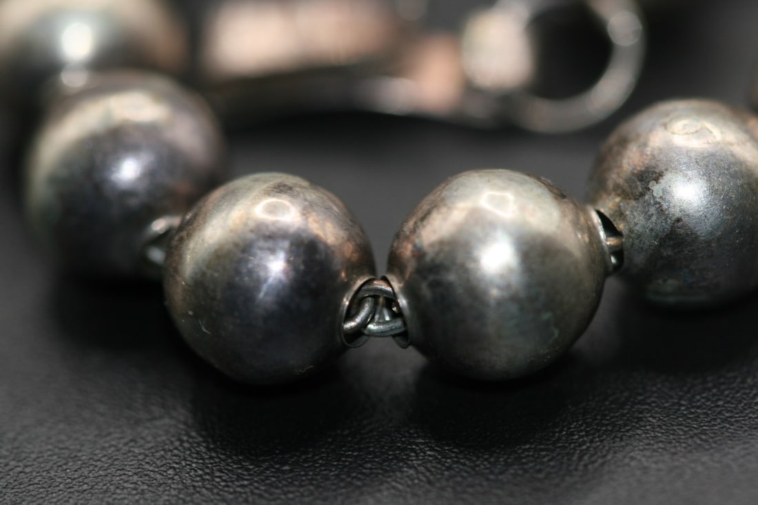 Mexico Sterling Silver 925 Ball Necklace Vintage lot#32 (1 of 5)