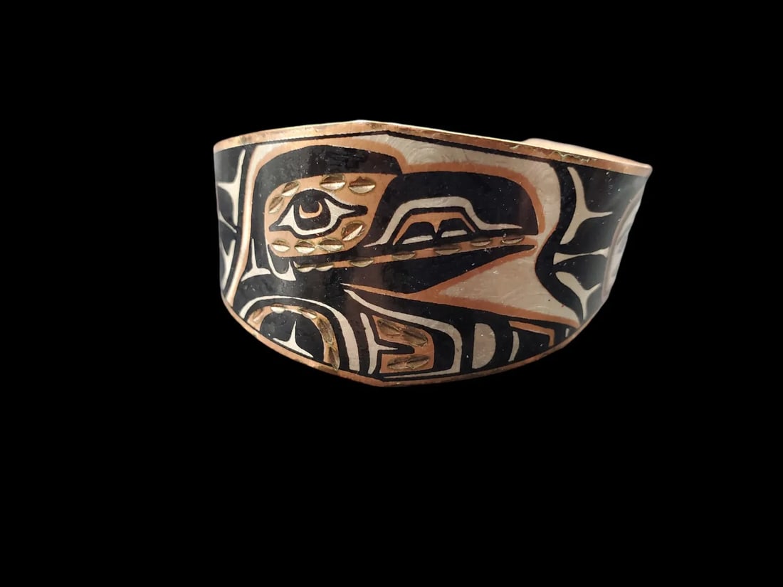 Northwest Coast First Nations Native copper Eagle Cuff Bracelet .lot#48 (1 of 4)