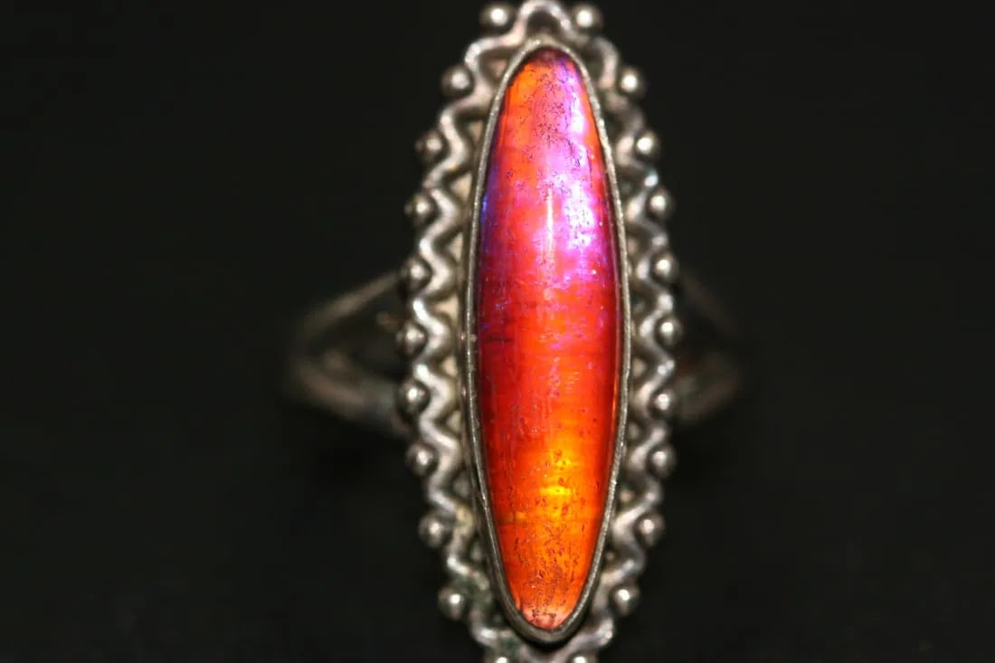Sterling Silver 925 Dragons Breath Mexican Opal Vintage Ring Size 6.5 .lot#74 (1 of 5)