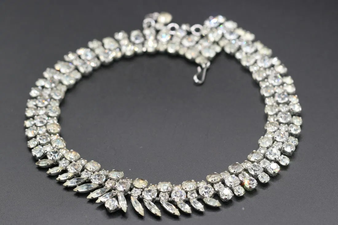 Sherman Clear Rhinestone Swarovski Crystal Necklace Signed Vintage .lot#277 (1 of 5)