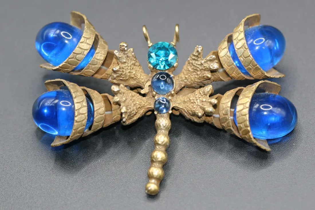 Butterfly Brooch Pin Haskell unsigned Vintage Filigree HUGE  .lot#292 (1 of 2)