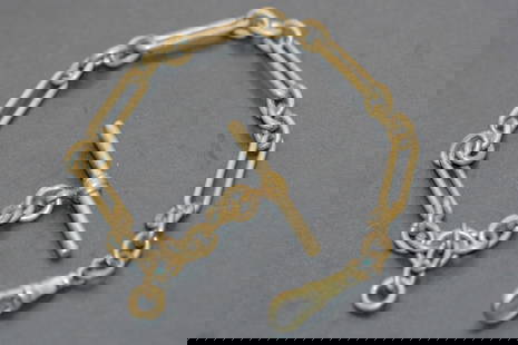 FOB Pocket Watch chain vintage Edwardian .Lot#480: FOB Pocket Watch chain vintage Edwardian measures 10" long