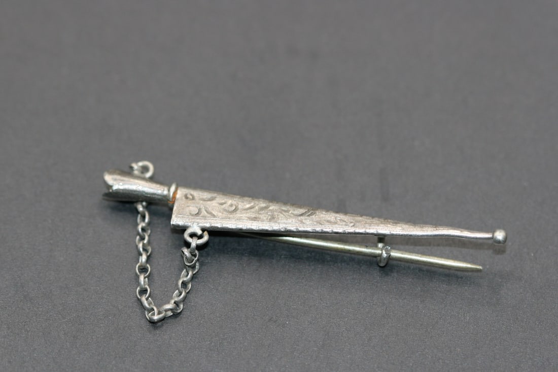 Vendetta Corse Secret Knife Sterling Silver 925 Edwardian Brooch Pin Lot514 (1 of 4)