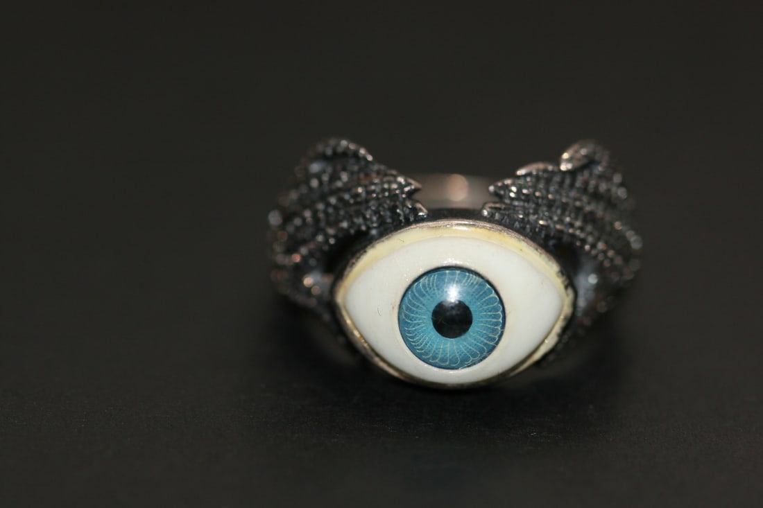 Ward off Evil Eye Sterling Silver 925 Ring Size 6.25 Lot 628 (1 of 3)