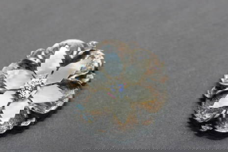 C de C Enamel Crest French Vintage Brooch Pin Flower MOP Lot 738: C de C Enamel Crest French Vintage Brooch Pin Flower MOP measures 1 3/8" in diameter