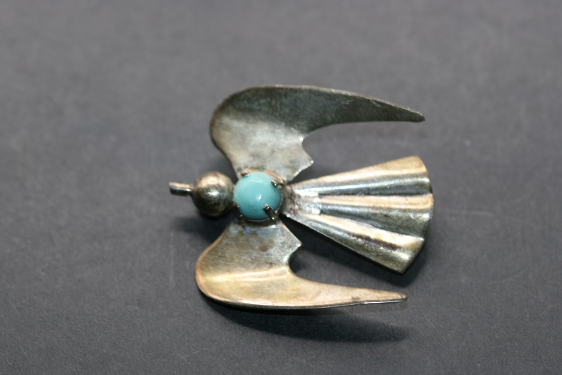 Mexico Navajo Turquoise Sterling Silver 925 Bird Brooch Pin Lot 756 (1 of 3)
