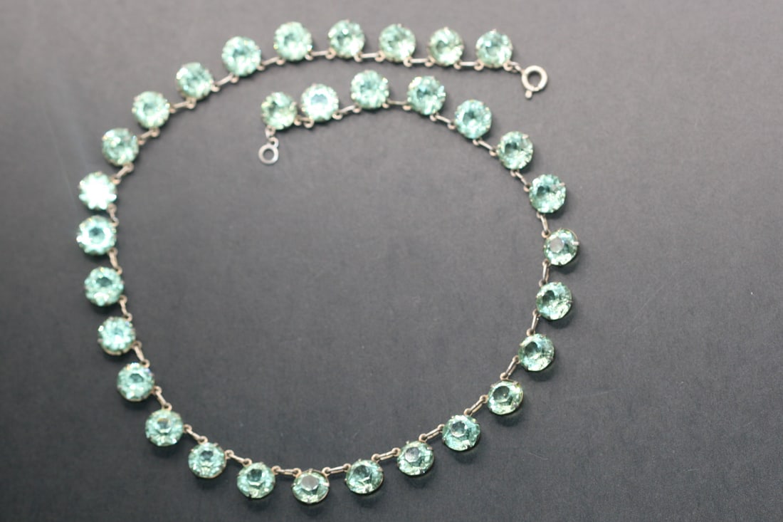 Crystal Mint Green Peridot Necklace Sterling 925 Vintage Lot 841 (1 of 5)