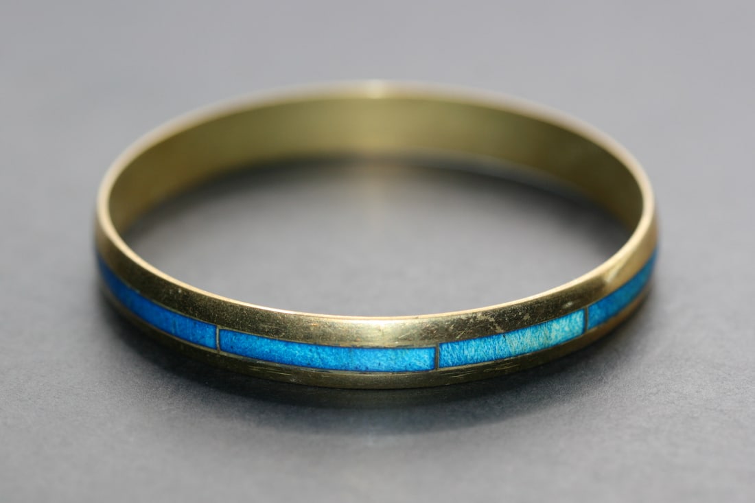 Turquoise inlaid Bangle Bracelet Vintage Lot 893 (1 of 3)