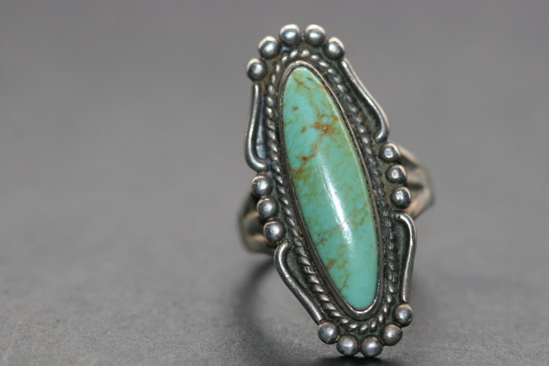 Turquoise Mexico Sterling Silver 925 Vintage Ring Size 5 1/2 Lot 966 (1 of 4)