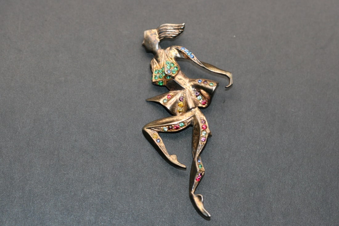 Sterling Jay Kel Sterling Vermeil Figural Dancer Vintage Brooch Pin  Lot 1093 (1 of 5)