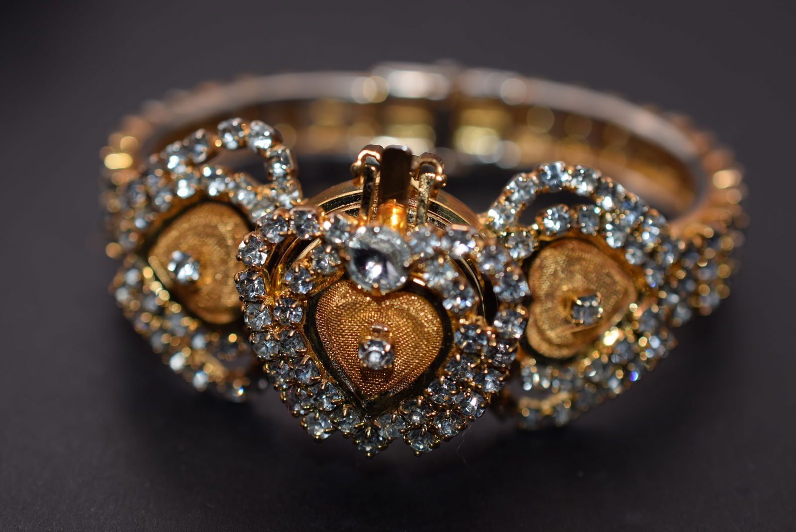 Rhinestone Watch Bracelet Cuff Hinged Lot 36 (1 of 8)