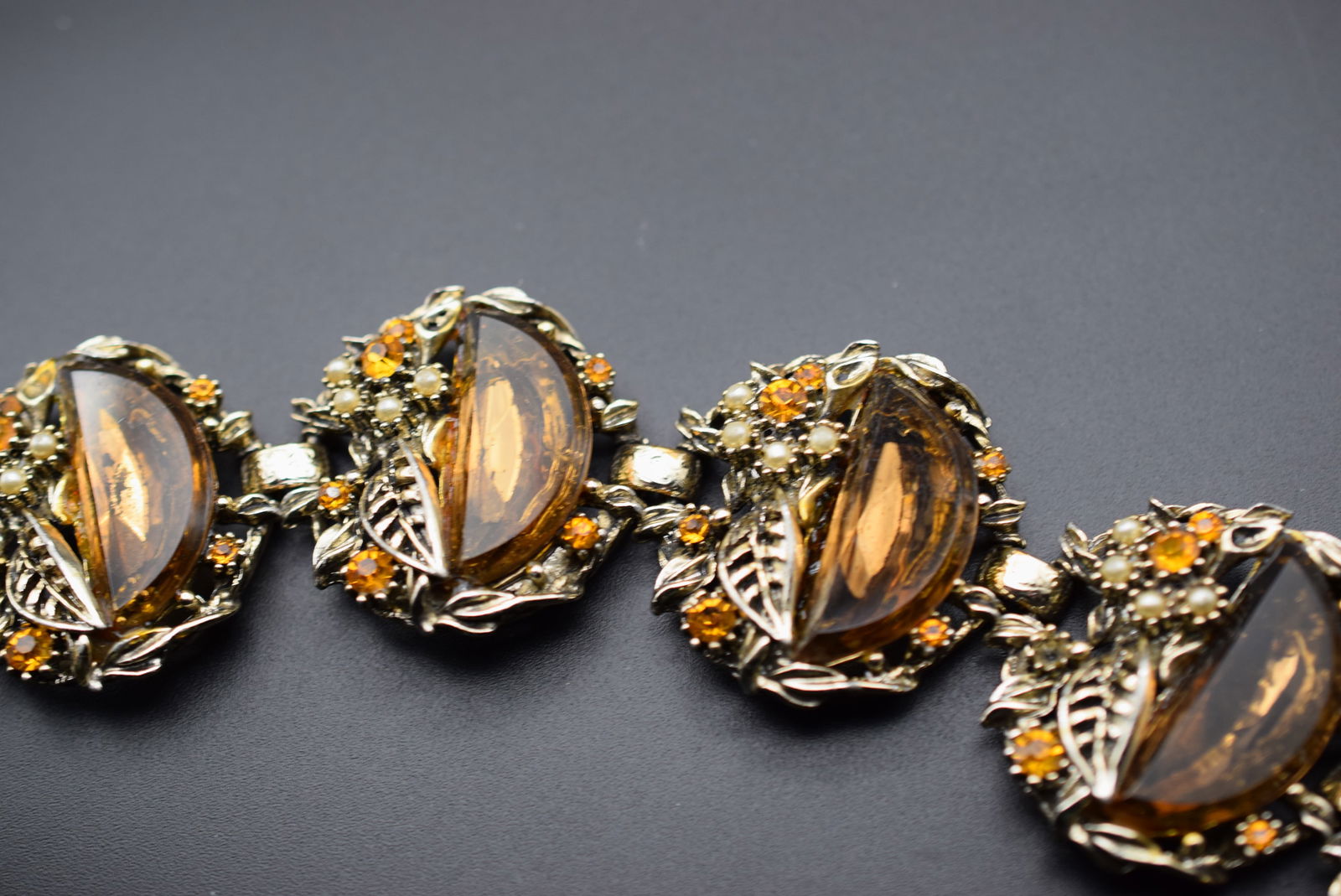 Pome Signed Huge Cluster Chunky Bracelet Vintage 1940's Lot 53 (1 of 3)