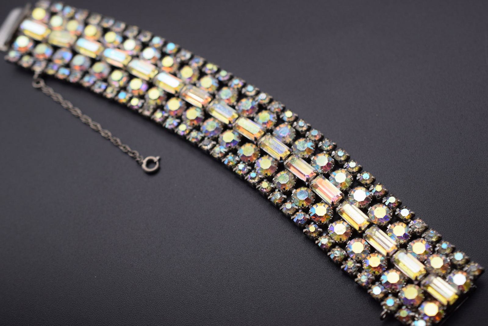 1940's Rhinestone Thick Cuff Bracelet Vintage Lot 54 (1 of 4)