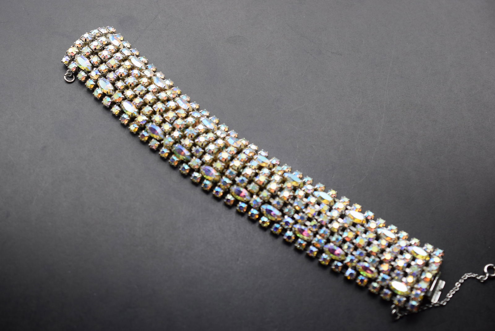 Rhinestone Vintage Wide Cuff Bracelet Lot 66 (1 of 4)