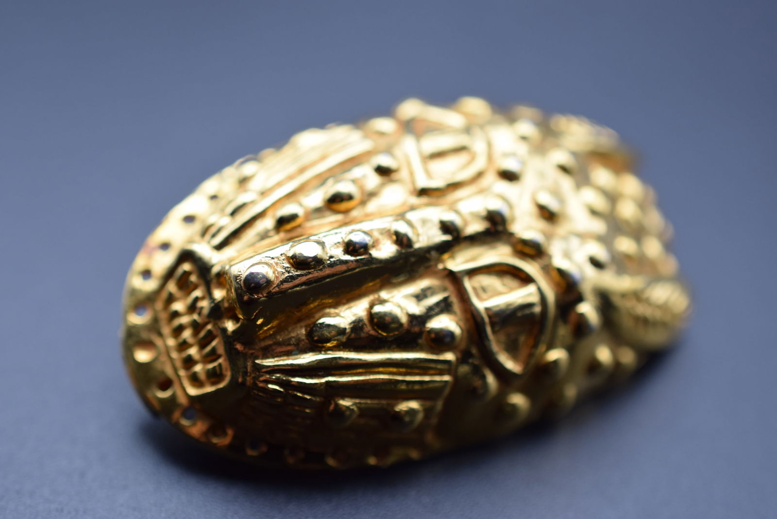 Dominique Aurientis Paris Face Mask Brooch Pin Lot 138: Dominique Aurientis Paris Face Mask Brooch Pin measures 2 1/8" x 1 1/4" signed on the back Dominique Aurientis Paris