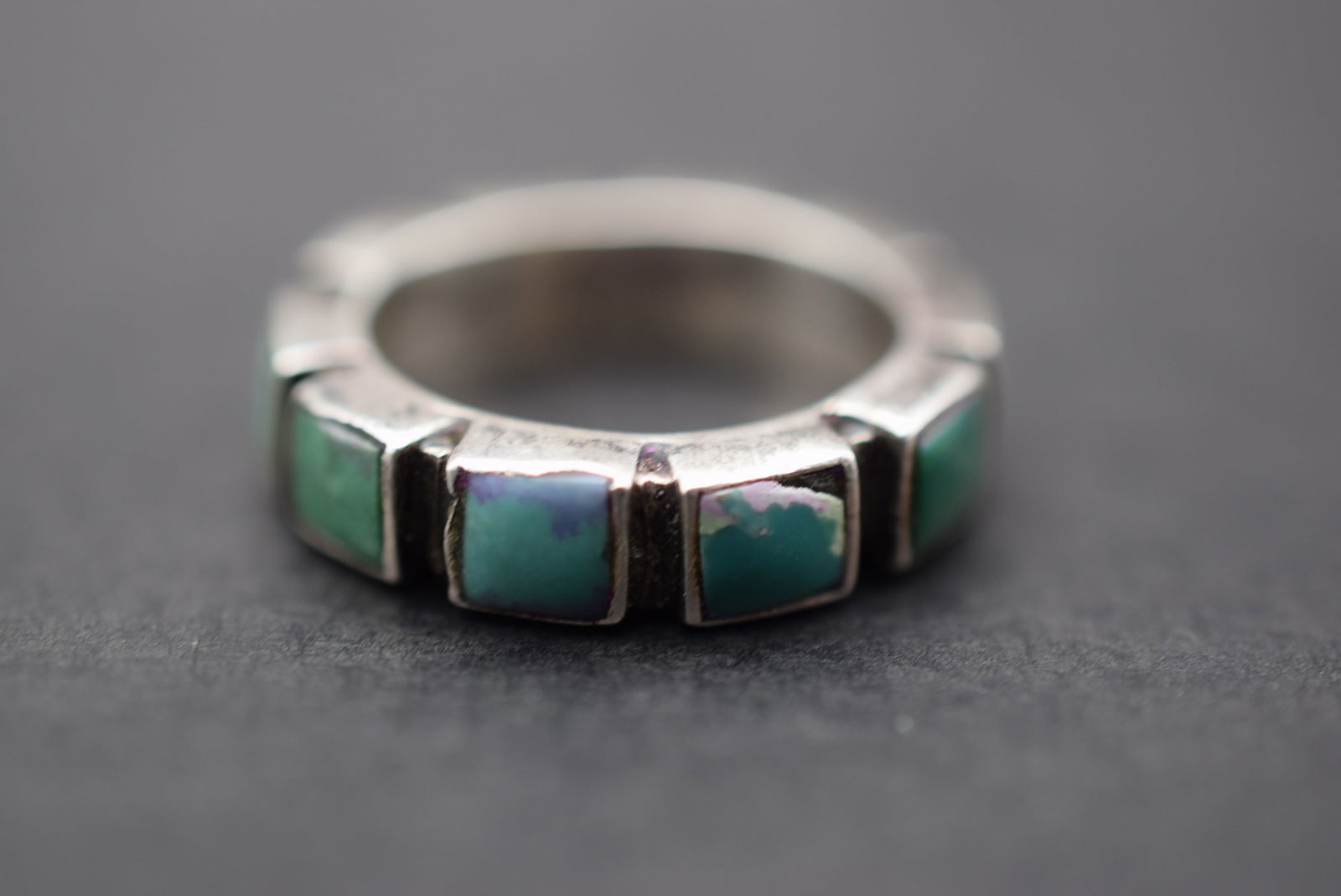Fab Turquoise Band Ring Sterling Silver 925 Ring Size 5.5 Lot 176 (1 of 6)