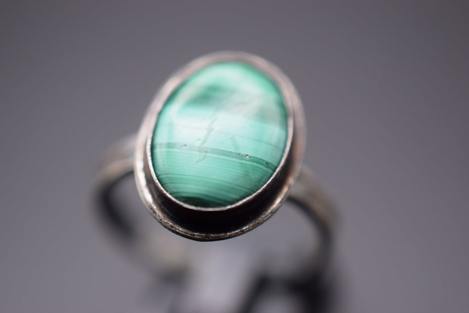 Malachite Stone Sterling Silver 925 Ring Size  7.75 Lot 197 (1 of 4)