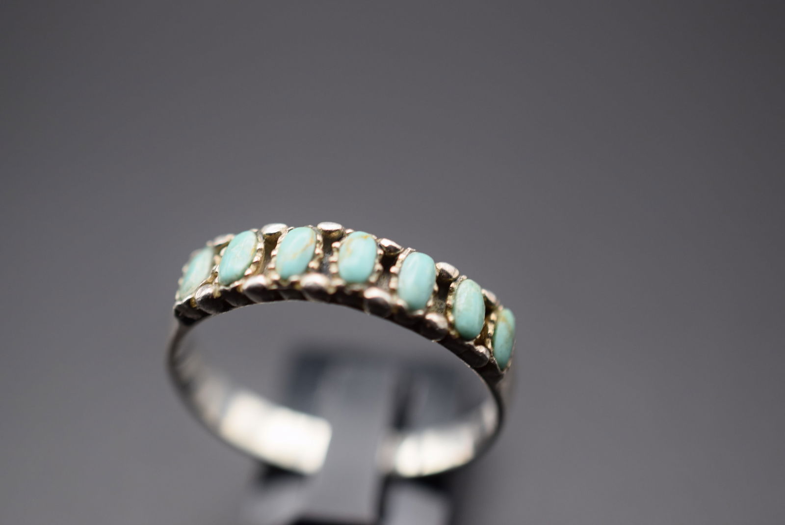 Turquoise Petit Point Navajo Sterling Silver 925 Ring Size 10.25 Lot 199 (1 of 4)