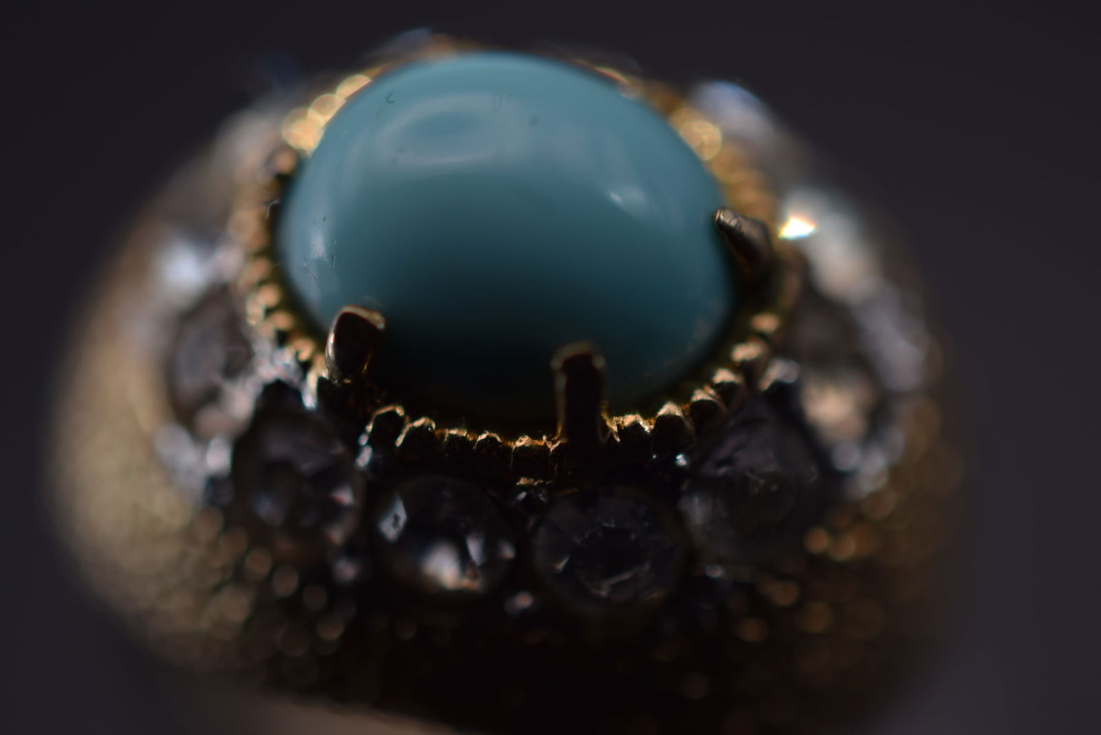 1970's vintage Faux Turquoise Rhinestone Ring Size 6   Lot 348 (1 of 6)