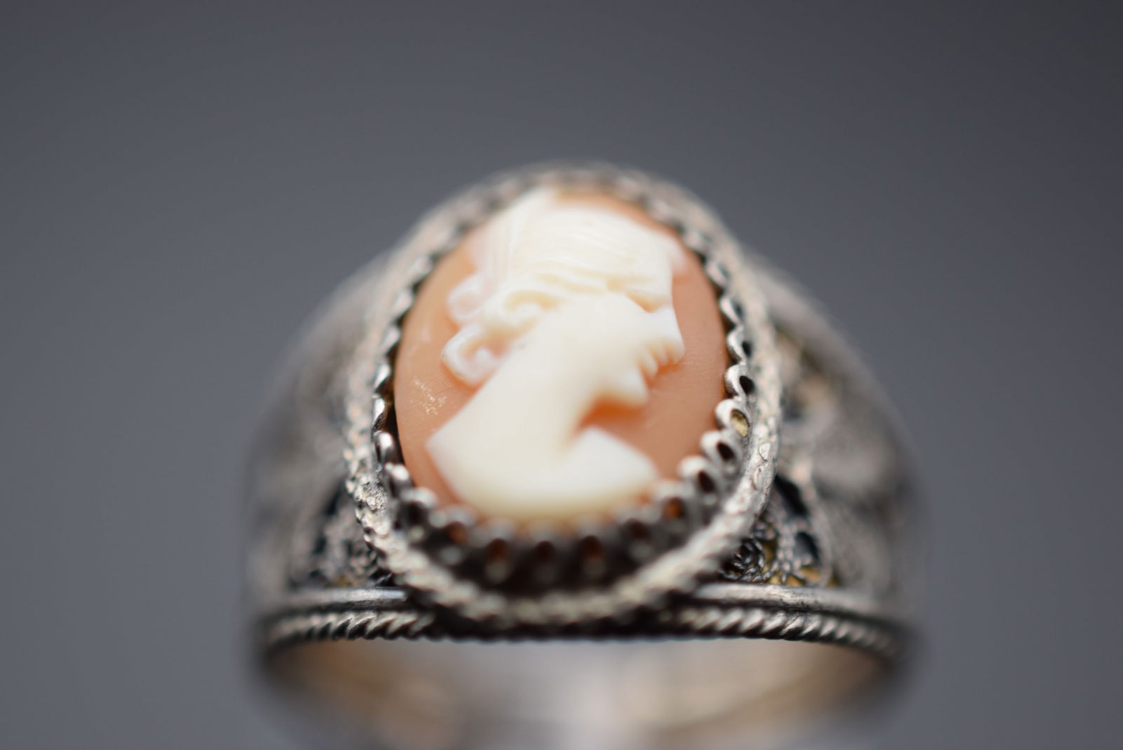 Cameo Filigree Sterling Silver 800 Ring Size 5.5 Lot 445 (1 of 5)