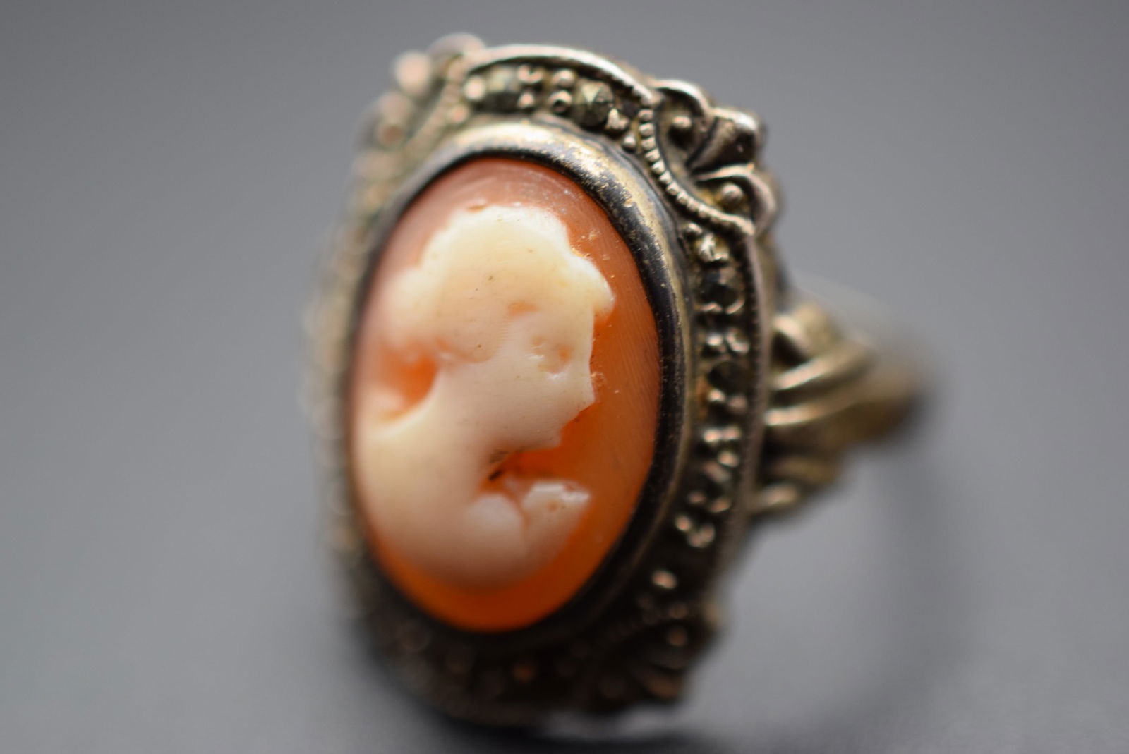 Henry Birks Shell Cameo Vintage Sterling Silver 925 Ring Size 6.25  Lot 550 (1 of 6)