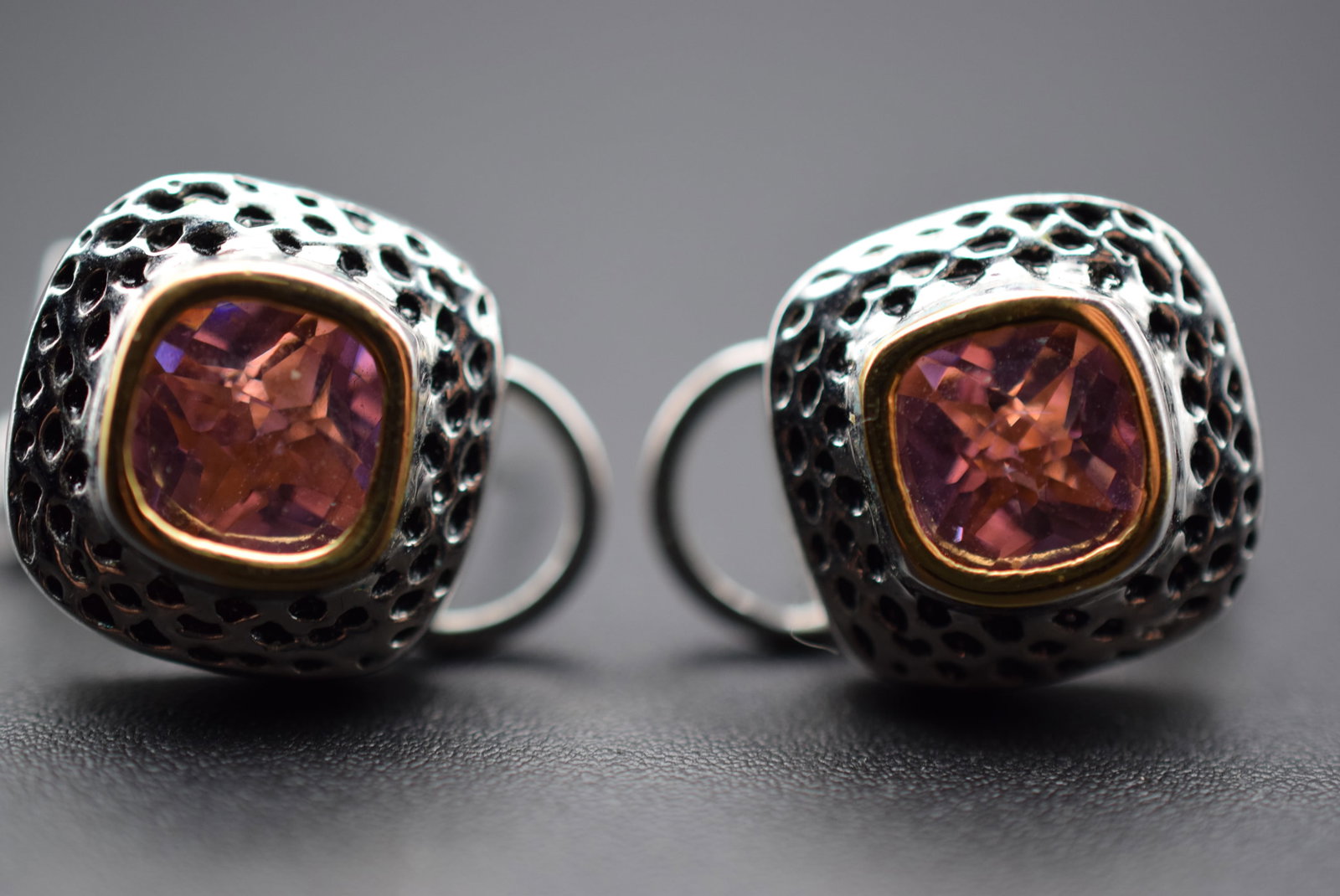 CZ Pink Rose CZ Pierced Earrings Lot 662: CZ Pink Rose CZ Pierced Earrings measures 5/8" X 5/8"
