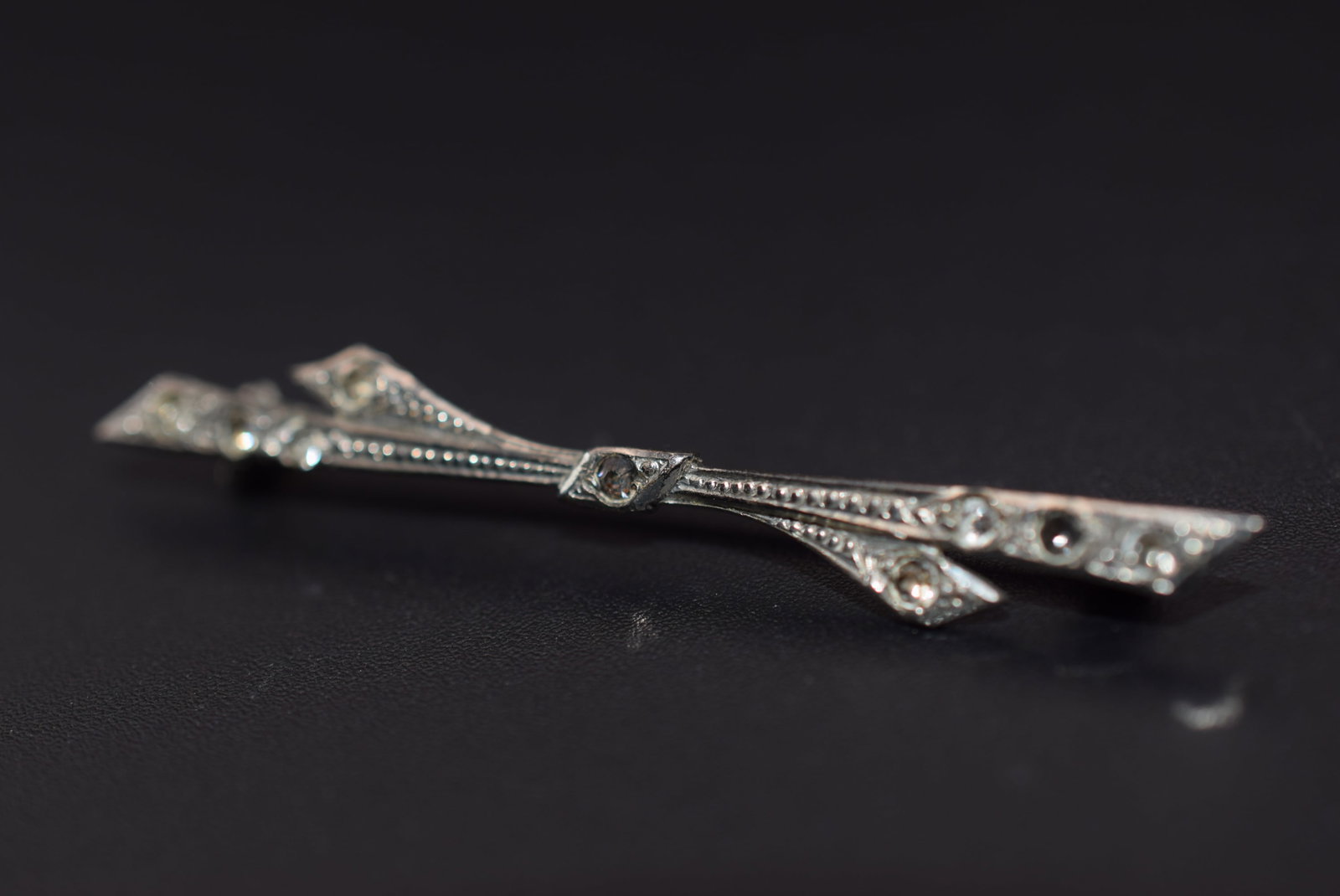 Bar Pin Brooch 1930's Vintage Sterling Silver 925 Lot 675: Bar Pin Brooch 1930's Vintage Sterling Silver 925 Weighs 3 grams measures 2 1/4" x 1/4" signed Sterling