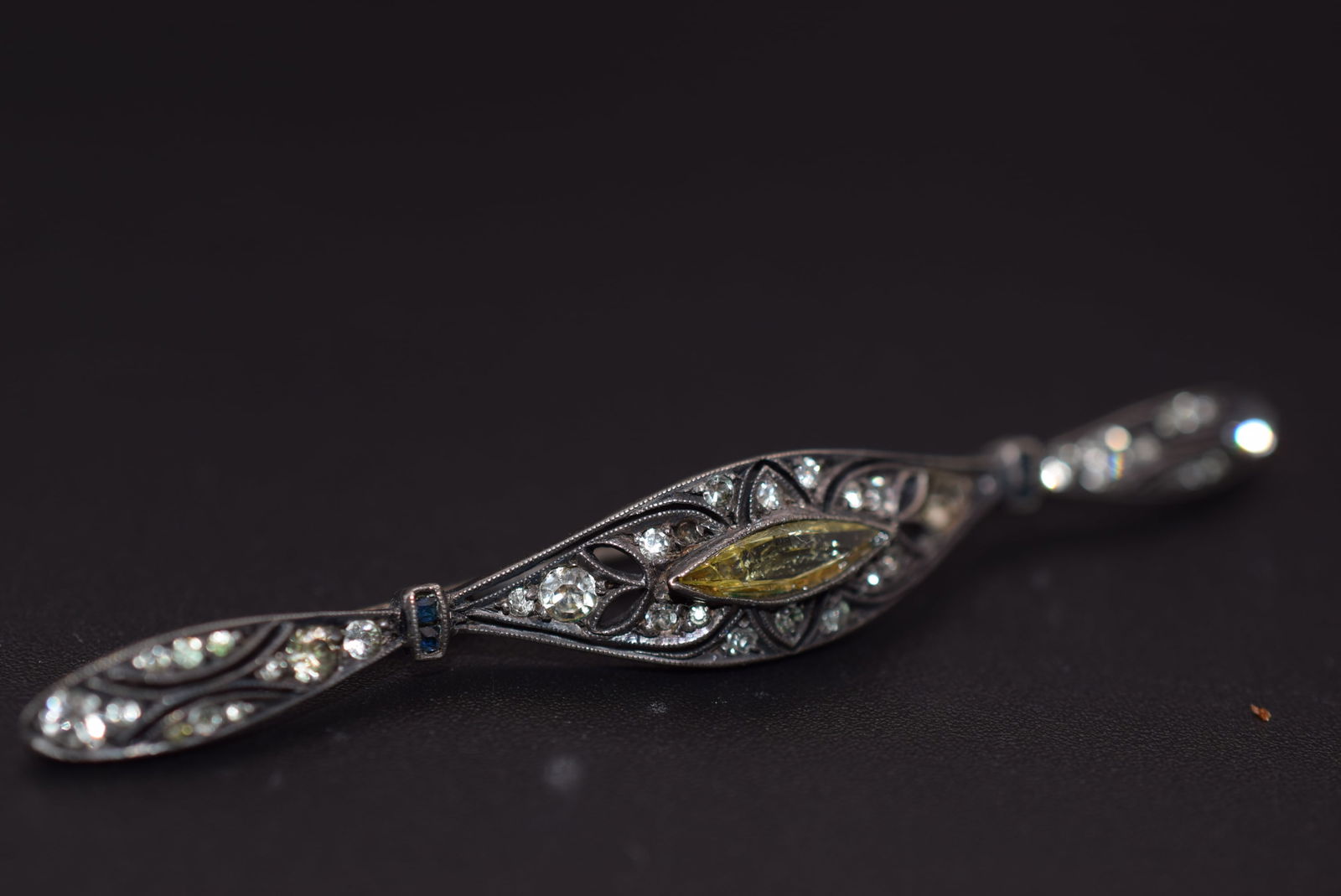 Diamante Paste 1930's Vintage Bar Pin Brooch Sterling Silver 925  Lot 676 (1 of 5)