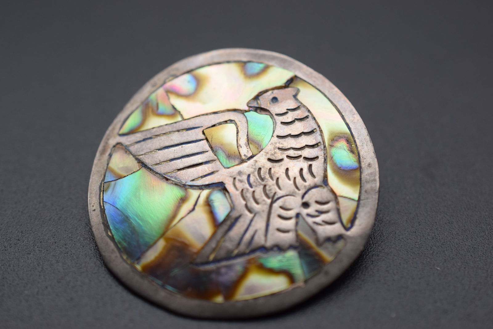 Taxco Mexico Vintage Paua Shell Brooch Pendant pin Sterling Silver 925   Lot 703 (1 of 2)