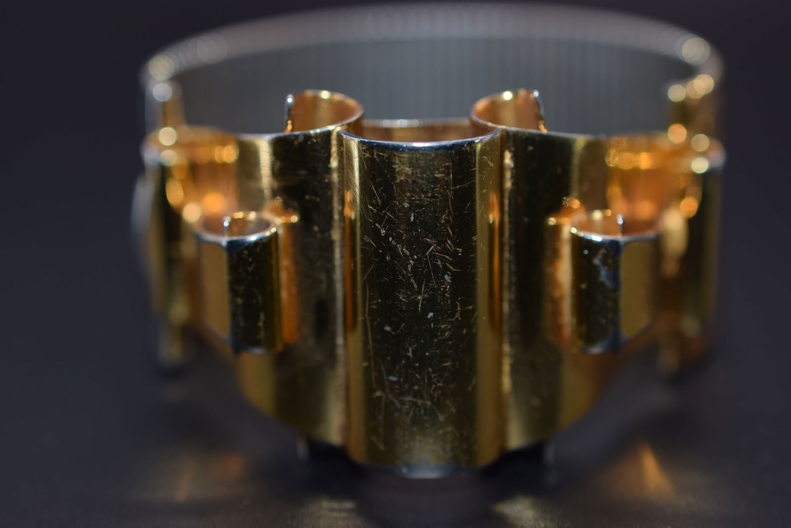 Deco Style vintage 1960's Revival Cuff Bracelet Lot 713: Deco Style vintage 1960's Revival Cuff Bracelet has clasp measures 1 1/4" wide x 7" Long