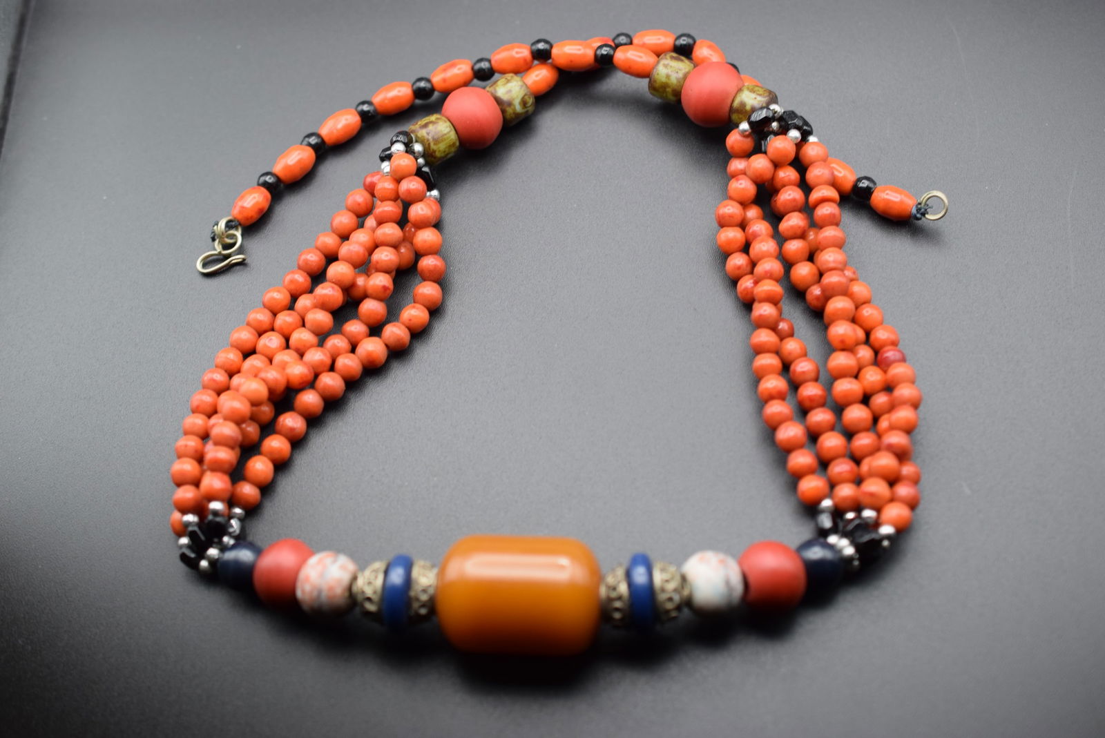 Middle Eastern Stone Glass Eclectic Necklace Vintage   Lot 749 (1 of 4)