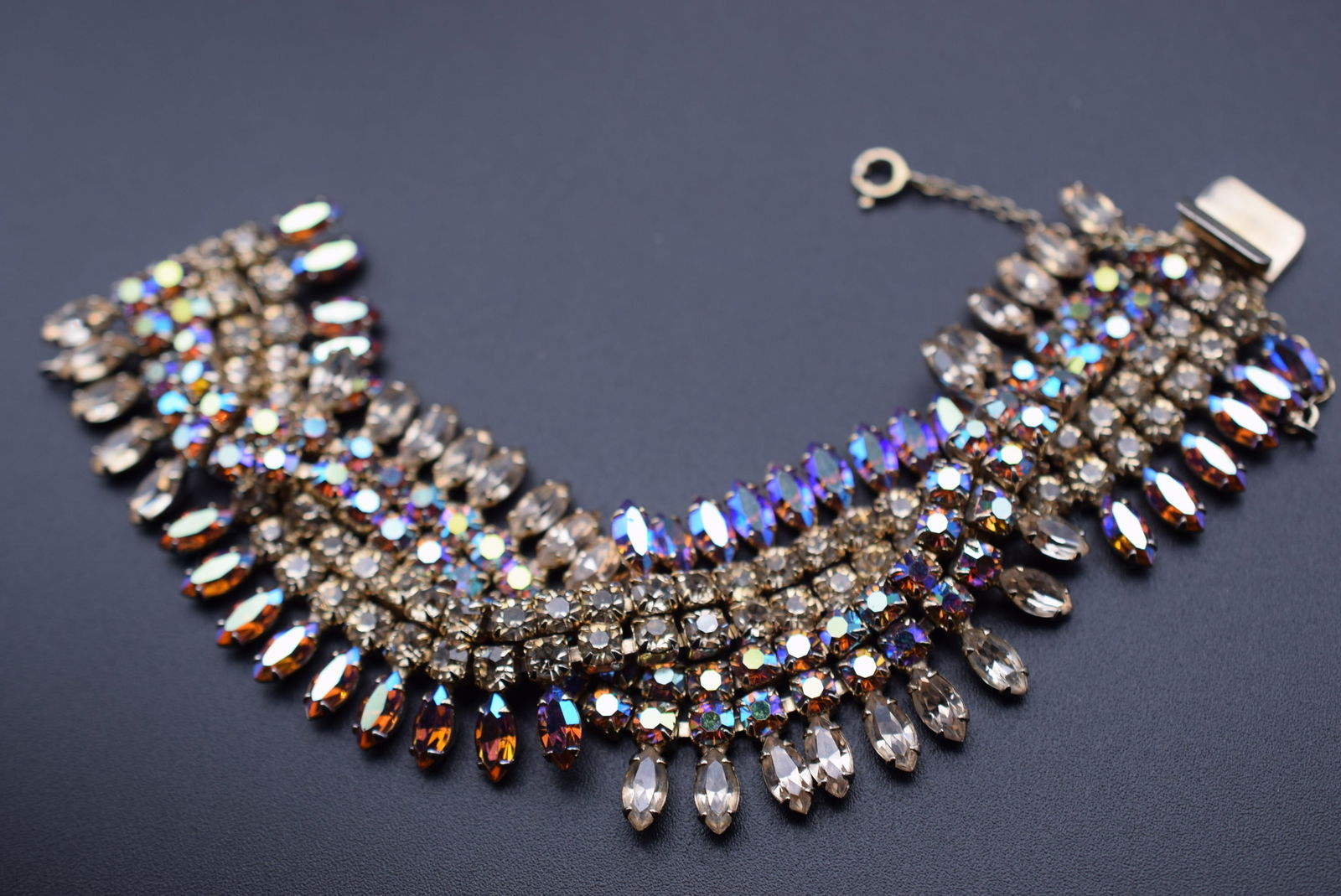 Sherman Twisted Rare shape Bracelet 1940's Vintage Rhinestone Signed Lot 758 (1 of 7)