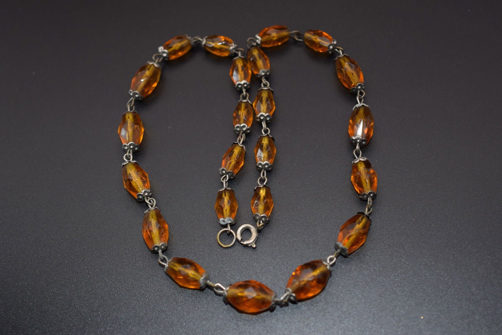 Old Czech Double Capped Crystal Necklace 1940's Vintage Lot 817: Old Czech Double Capped Crystal Necklace 1940's Vintage measures 17" long