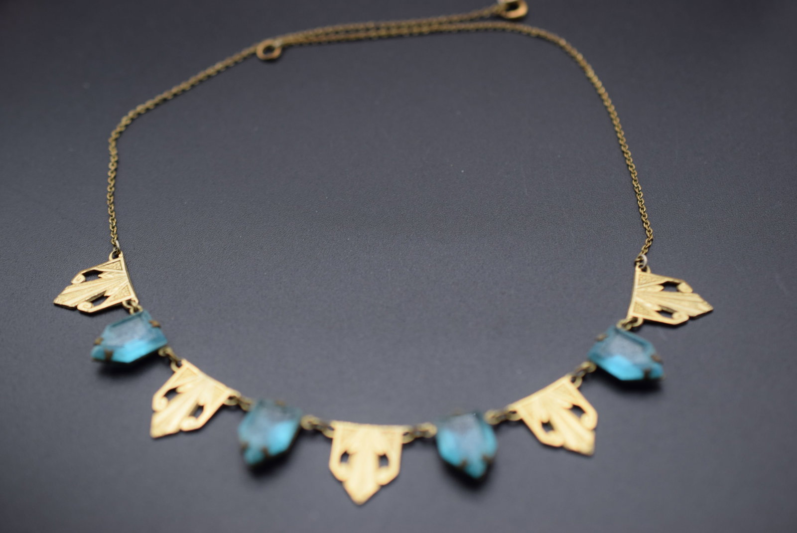 1920's Czech Gold Filled Deco Necklace Wow Lot 998: 1920's Czech Gold Filled Art Deco Necklace Wow measures 16" Long signed 1/20 12K GF