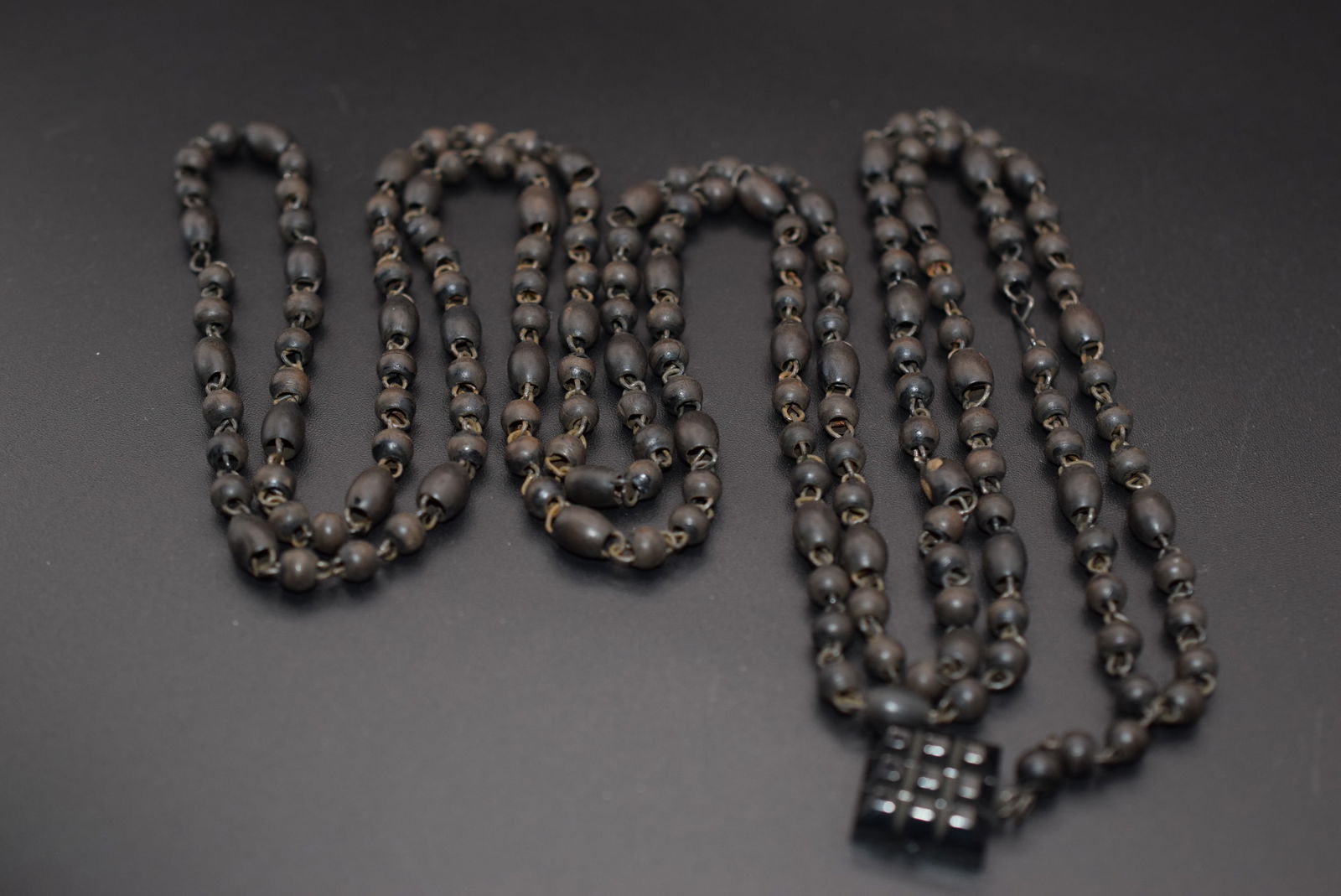 Edwardian Vintagewood  56" Necklace Jet Drop Pendant  Lot 1018 (1 of 5)