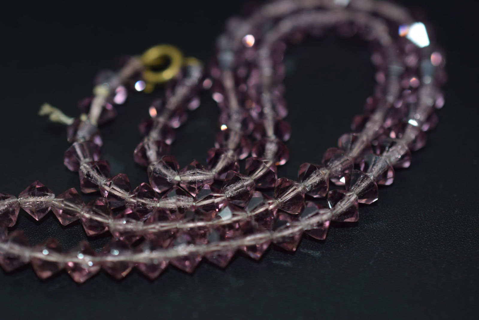 Light Amethyst Crystal Necklace 15" long Vintage Lot 1019: Light Amethyst Crystal Necklace 15" long Vintage