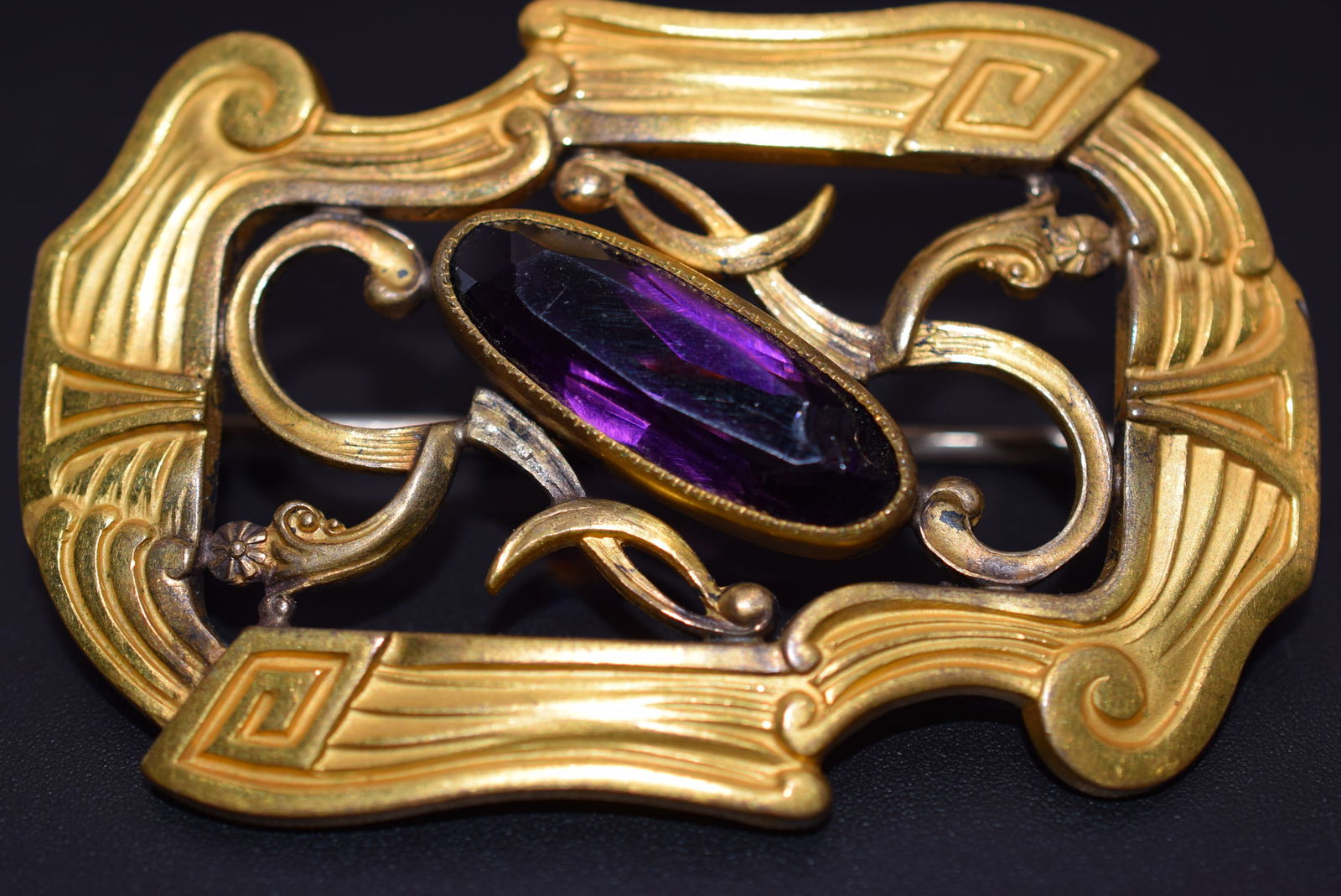 Edwardian Amethyst Huge Brooch Pin Vintage   Lot 1083 (1 of 3)