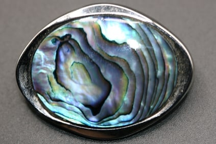 Paua Shell Abalone Brooch Pin .lot#33: Paua Shell Abalone Brooch Pin measures 1 3/4" x 1 1/4" Lot#33