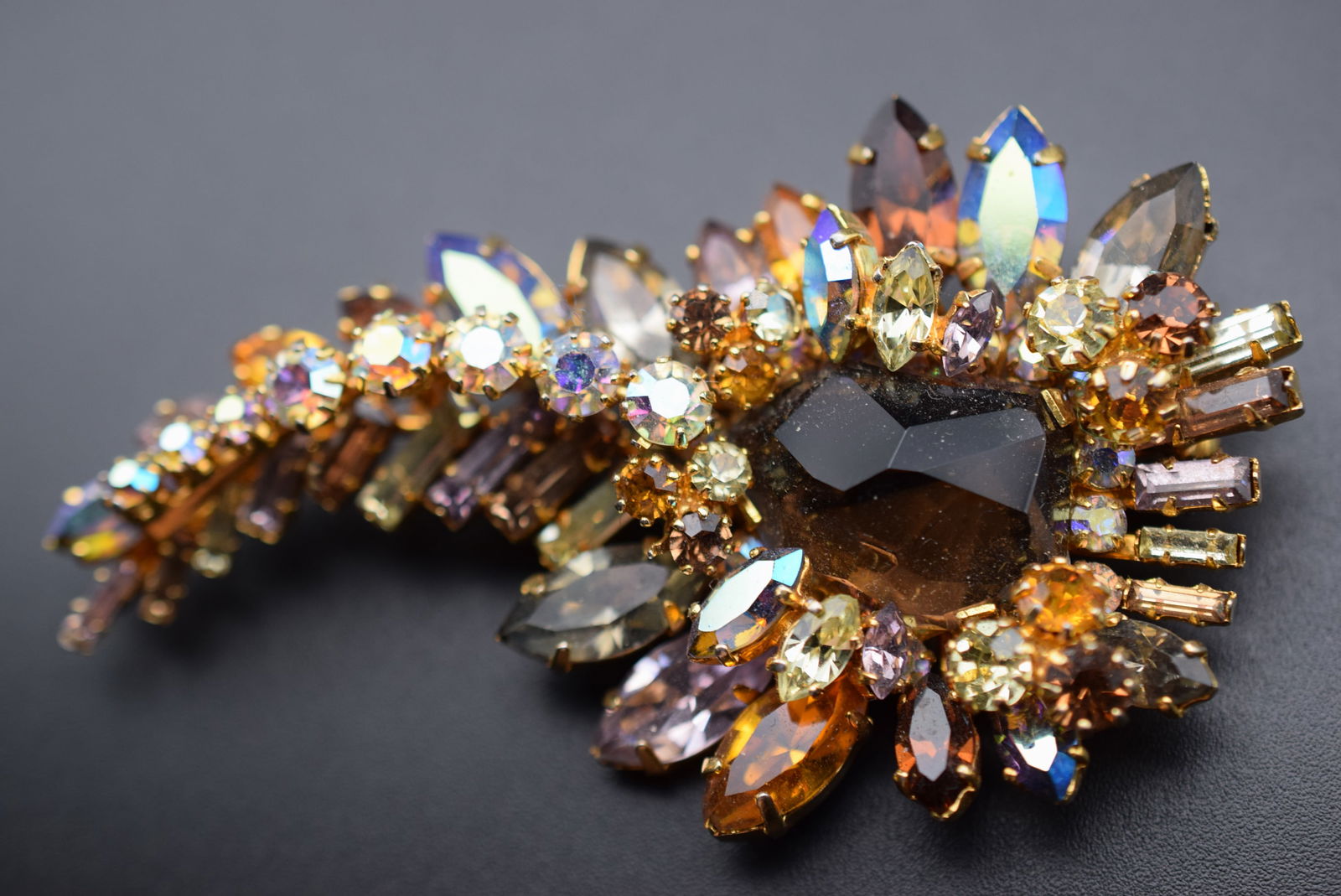 Magnificent Rhinestone Cluster Brooch Pin HUUUGE Stunner Vintage Lot# BE 45 (1 of 3)
