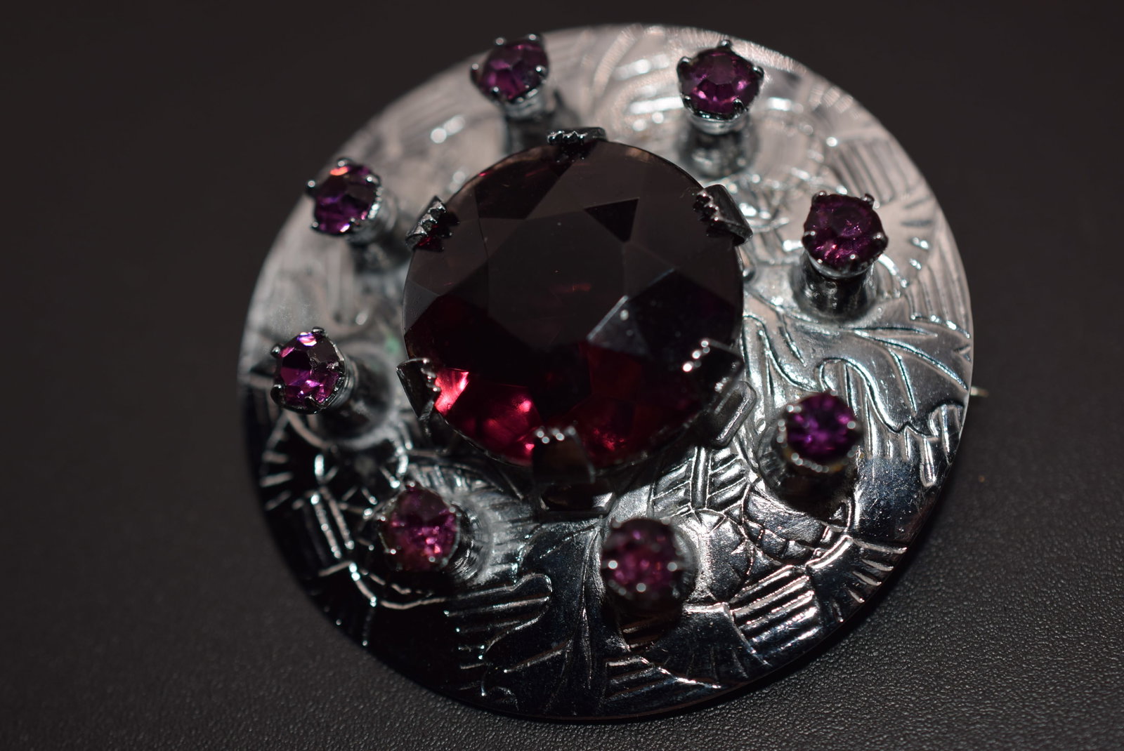 Mizpah Rhinestone Brooch Pin HUGE signed Vintage Lot # BE 90: Mizpah Rhinestone Brooch Pin HUGE signed Vintage measures 1 7/8" in diameter