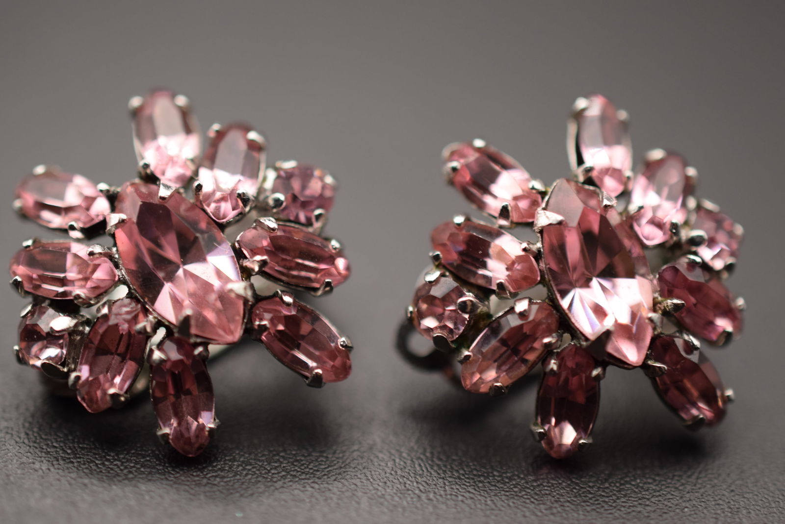 Sherman Clip Earrings Vintage 1950's Rhinestone Lot# BE 221: Sherman Clip Earrings Vintage 1950's Rhinestone